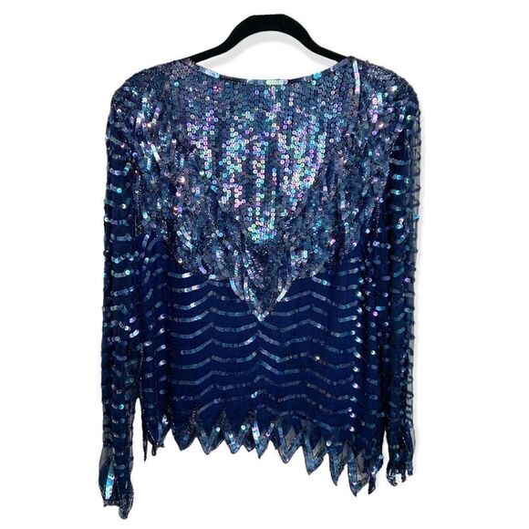 Vintage Swee Lo Silk Sequin Long Sleeve Blouse - Picture 5 of 7